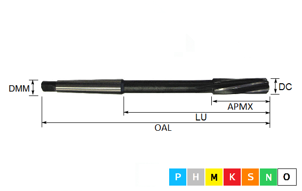 21mm HSS Morse Taper Shank Machine Chucking Reamer H7 DIN208B